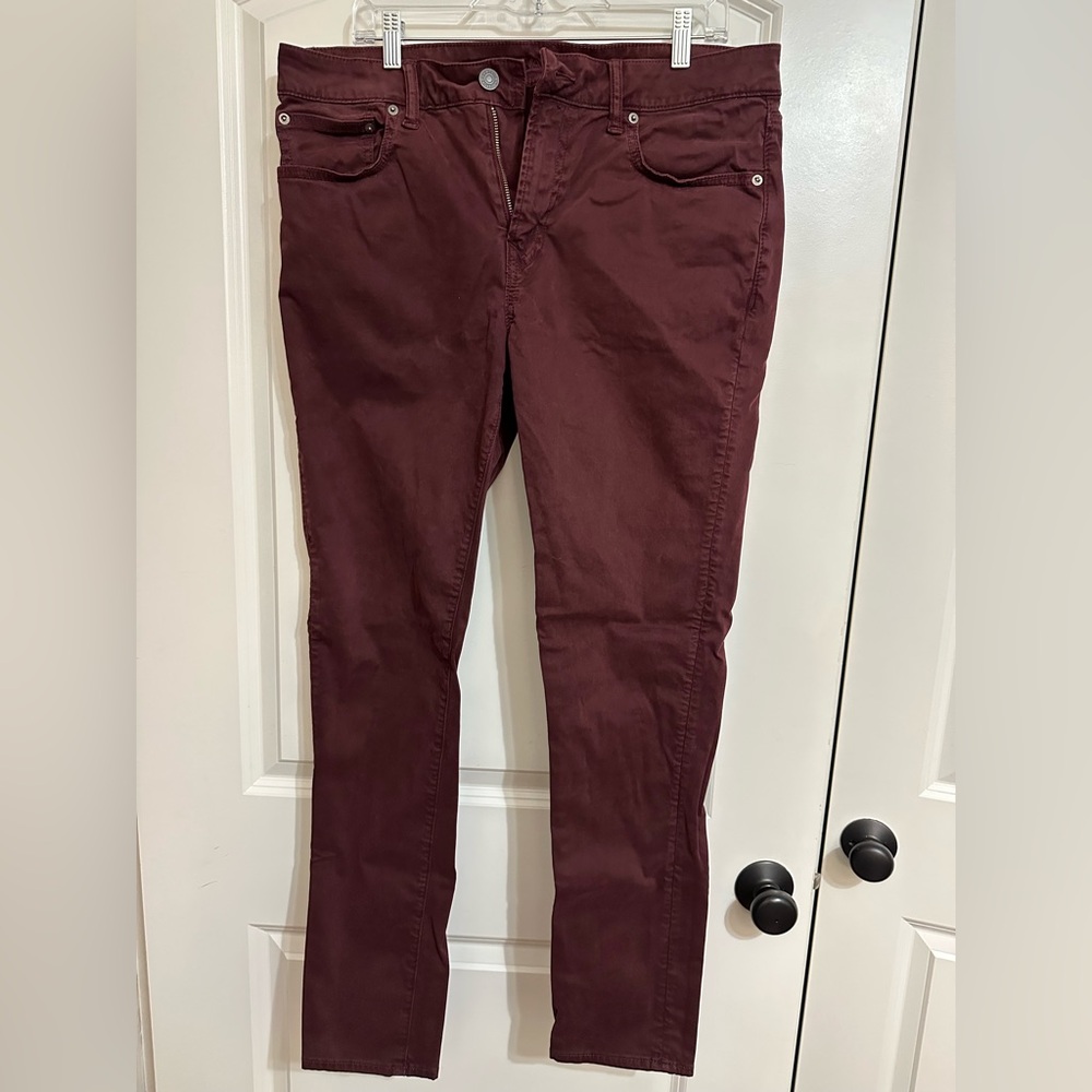 Maroon Pants, Slim Flex, American Eagle, 34x32
